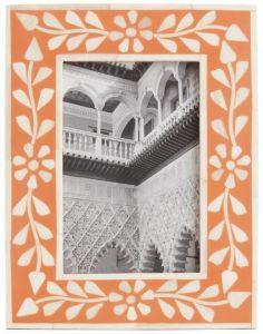 Orange Floral Decorative Photo Frame