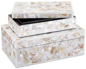 Uma Mother of Pearl Beige Decorative Box Set