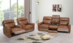 Recliner Leather Sofa Set