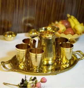 1500ml Brass Jug Glass Set
