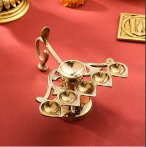 Pooja Antique Brass Panch Aarti Diya