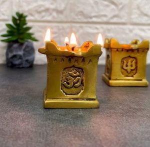 Square Antique Brass Tulsi Diya