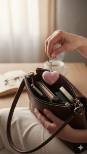 Handmade Heart Shape Crochet Keychain