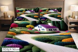 3D Scenic Pathway Designer Double Bed Bedsheet with Pillow Covers