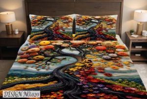 Autumn River Tree Art Bedsheet Set