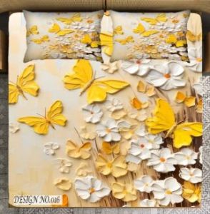 Golden Butterfly Floral Elegance Bedsheet Set