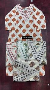 Ladies Cotton Printed V Neck Kurti