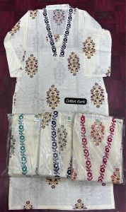 Ladies Embroidered Cotton V Neck Kurti