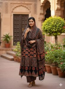 Ladies Traditional Printed Cotton Kurti Set