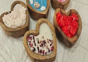 Heart Wooden Bowl Candle