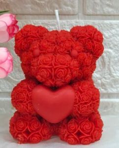 Rose Teddy Bear Candle