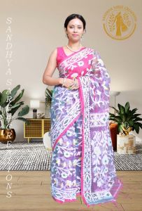 Traditional Dual Shade Dhakai Jamdani Resham Saree