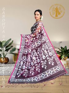 Violet Handwoven Dhakai Jamdani Resham Work Muslin Saree
