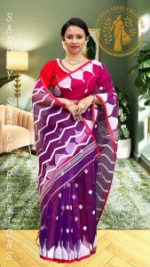 Ethnic Silk Muslin South Temple Motif Saree