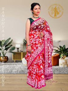 Pure Muslin Dhakai Jamdani Contrast Blouse Saree