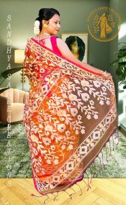 Dual Tone Pure Dhakai Jamdani Muslin Floral Saree