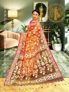 Dual Tone Pure Dhakai Jamdani Muslin Floral Saree