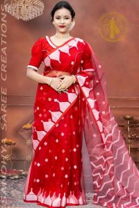 Pure Silk Muslin Temple Border Traditional Saree