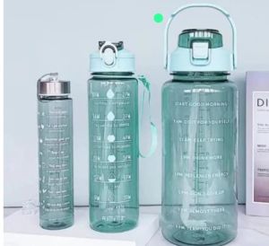 Plastic 3 In 1 Motivational Water Bottle Set