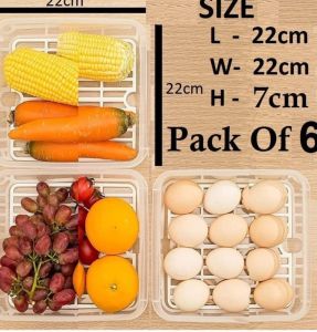 6 Pieces Plastic Square Fridge Storage Container