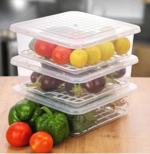 6 Pieces Plastic Square Fridge Storage Container
