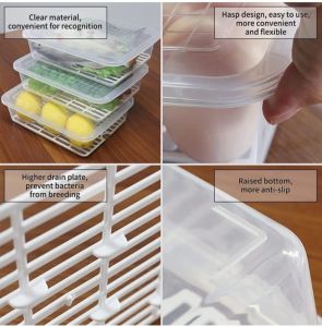 6 Pieces Plastic Square Fridge Storage Container