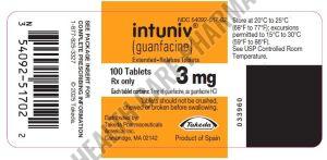 Intuniv 3mg Guanfacine Tablet