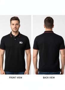 Mens Black Cotton Polo T-Shirt