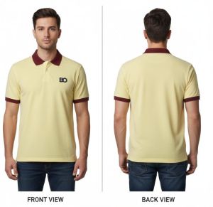 Mens Light Yellow Cotton Polo T-Shirt