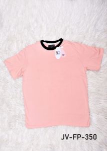Mens Plain Light Pink Round Neck Cotton T-Shirt