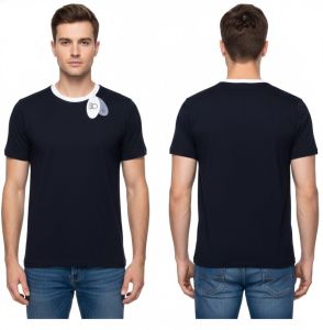 Mens Plain Navy Blue Round Neck Cotton T-Shirt
