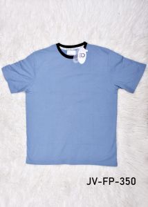 Mens Plain Sky Blue Round Neck Cotton T-Shirt