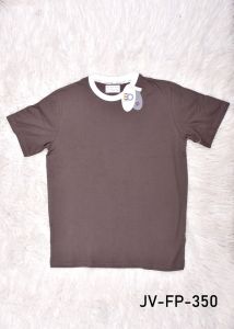 Mens Taupe Brown Round Neck Cotton T-Shirt