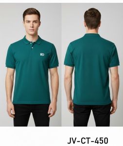 Mens Teal Green Cotton Polo T-Shirt