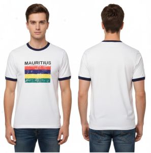 Mens White Round Neck Printed Cotton T-Shirt