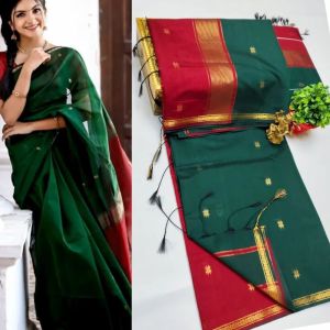 Premium Maheshwari Silk Cotton Sarees with Contrast Pallu