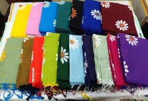 Multicolor Pure Khadi Cotton Printed Saree