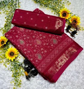 Maroon Soft Cotton Kalamkari Saree
