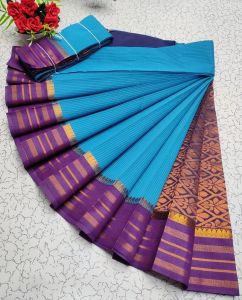 Purple Border Rich Look Kanjivaram Style Silk Cotton Saree