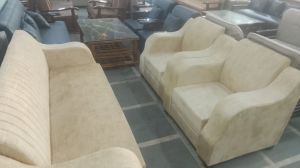 Cream Wooden Foam Sofa Set