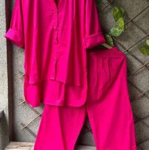 Magenta Mulmul Cotton Co-ord Set