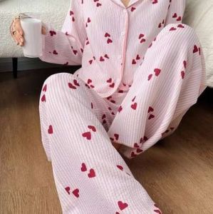 Valentine Day Pink Women Pajama Set