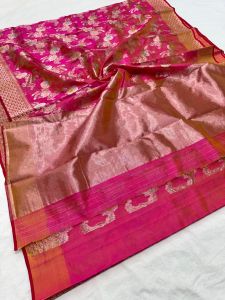 Pure Pattu Silk Minakari Jaal Hand Border Festive Saree
