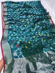 Premium Bridal Pattu Silk Minakari Jaal Handcrafted Saree