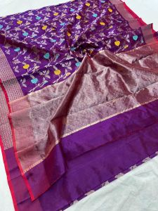 Heritage Pattu Silk Minakari Heavy Jaal Wedding Saree