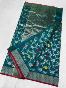 Premium Bridal Pattu Silk Minakari Jaal Handcrafted Saree