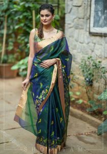 Premium Katan Silk Minakari Booti Traditional Border Saree
