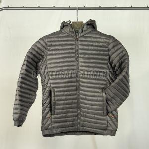 Mens Grey PU Leather Puffer Jacket