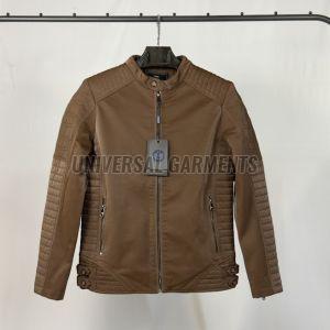Stylish Brown Mens PU Leather Jacket