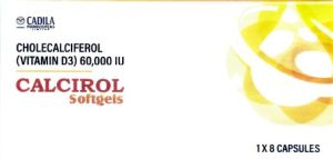 Calcirol 60,000 IU Cholecalciferol Vitamin D3 Softgel Capsules